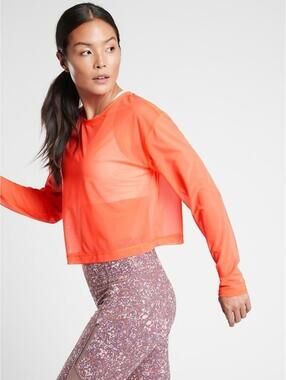 NEW Athleta Circuit Top Size XS Racing Red Sheer / Thin Mesh / NWOT / #599891